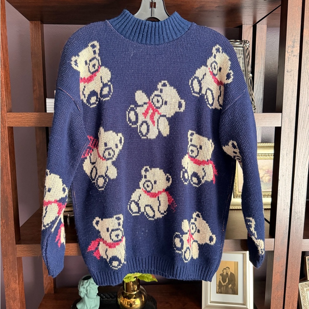 Vintage Mock Neck Teddy Bear Sweater